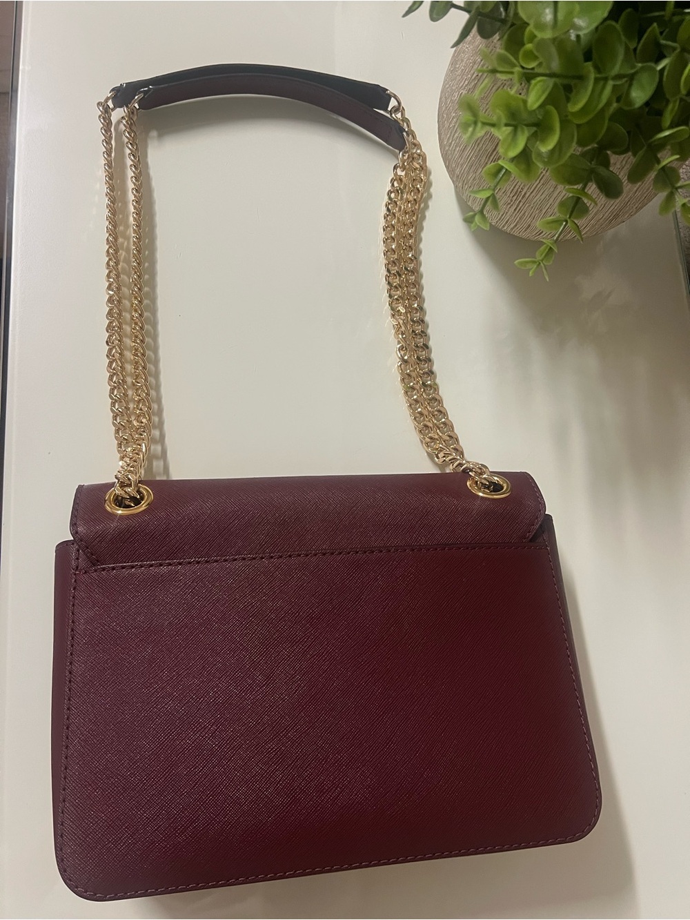 Michael Kors Brandi Medium Saffiano Leather Shoulder Bag In Merlot - Picture 4 of 9